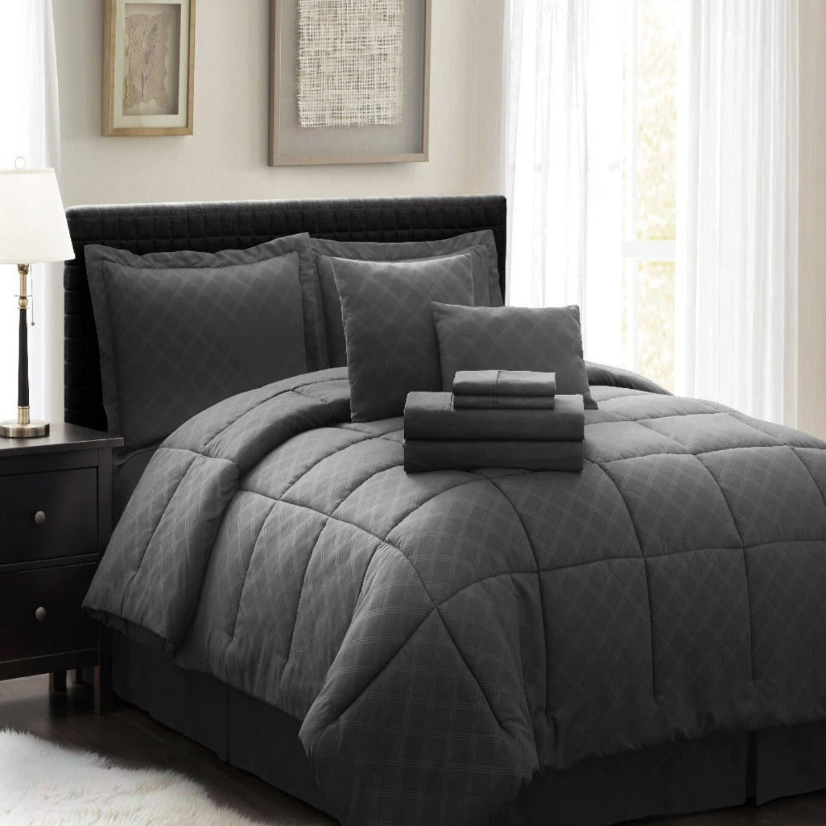 10PC Collection Bed In A Bag Comforter Set Piece HotelC | Spirit Linen - Black