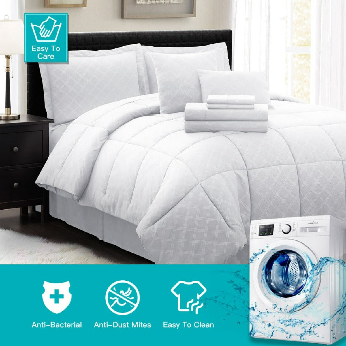 10PC Collection Bed In A Bag Comforter Set Piece HotelC | Spirit Linen - White