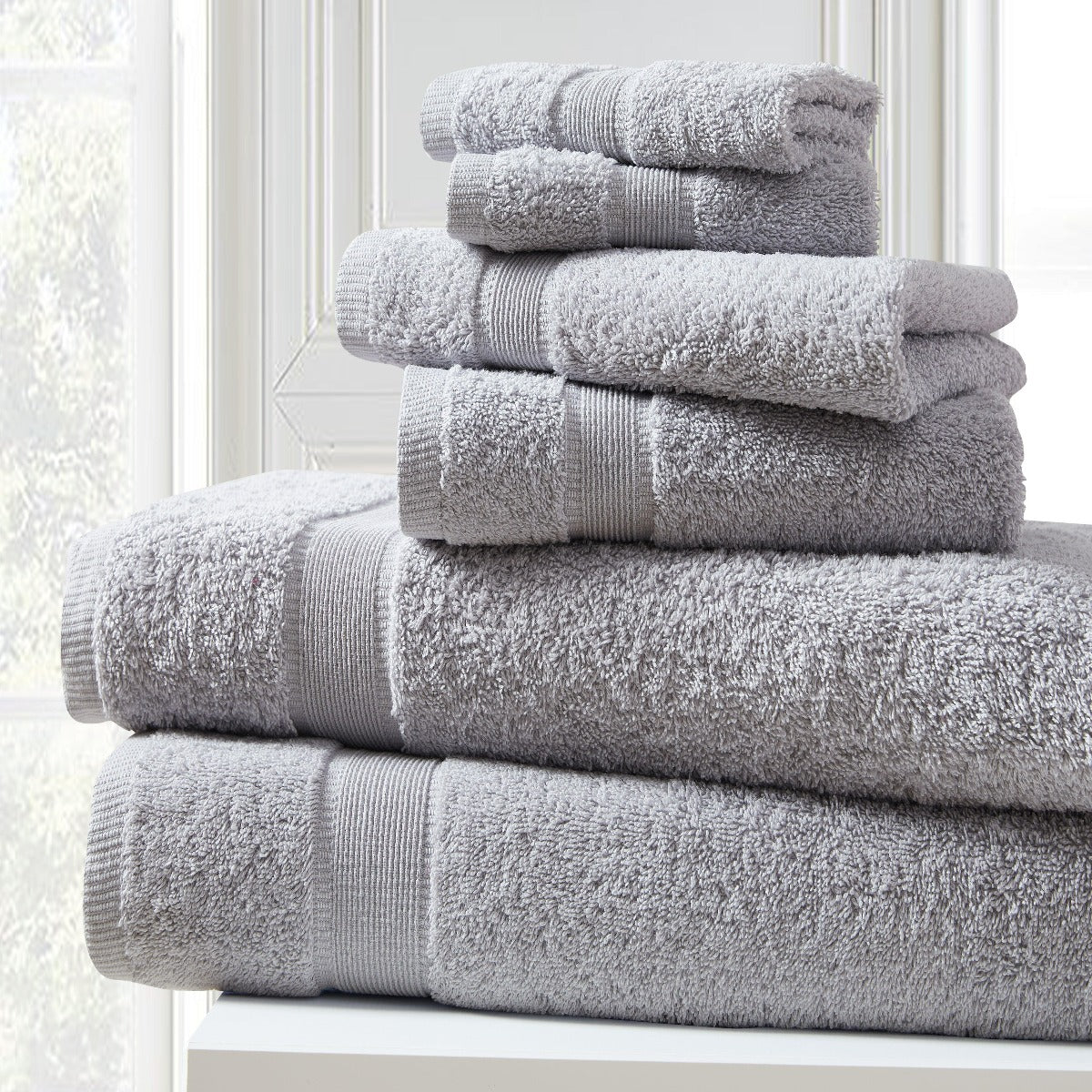 Blissful Bath 6 Piece Plush Cotton Bath Towel Set | Spirit Linen - Lunar Rock