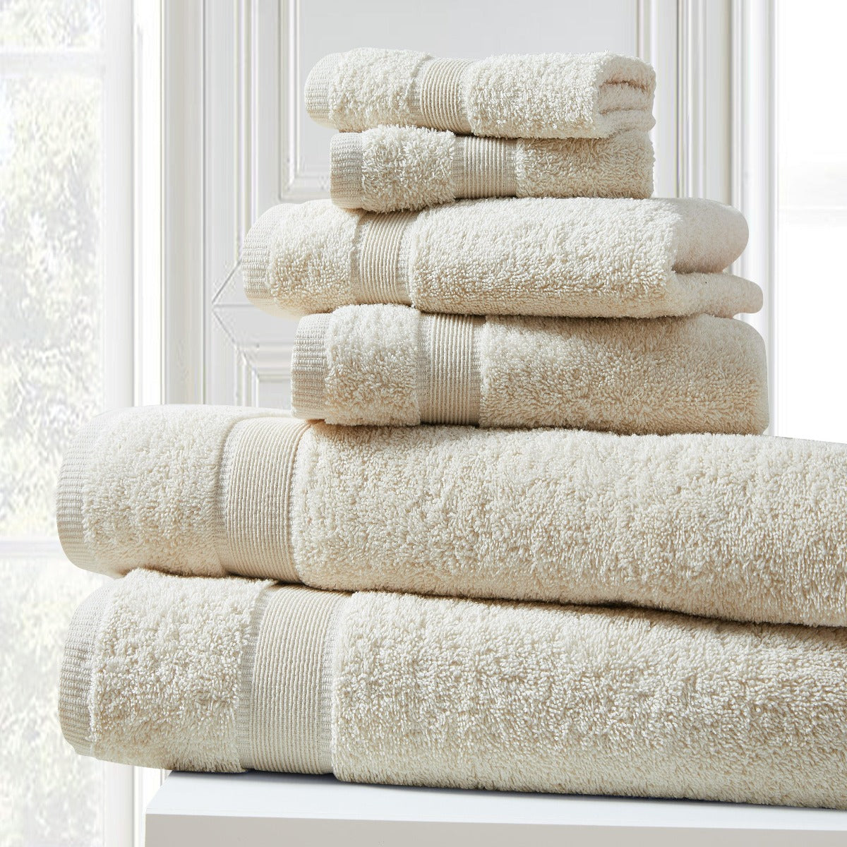 Blissful Bath 6 Piece Plush Cotton Bath Towel Set | Spirit Linen -Birch