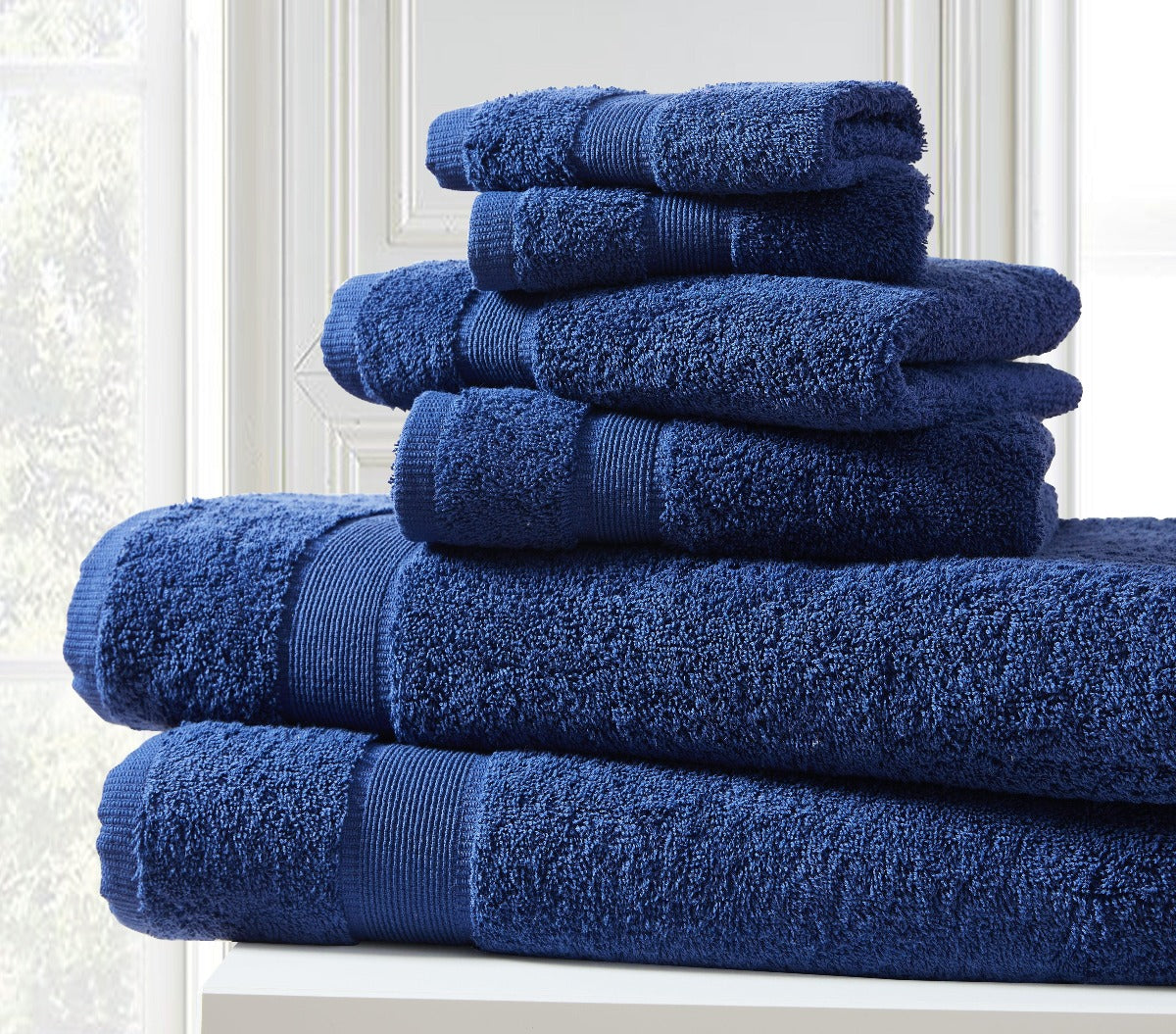 Blissful Bath 6 Piece Plush Cotton Bath Towel Set | Spirit Linen - Blue Print