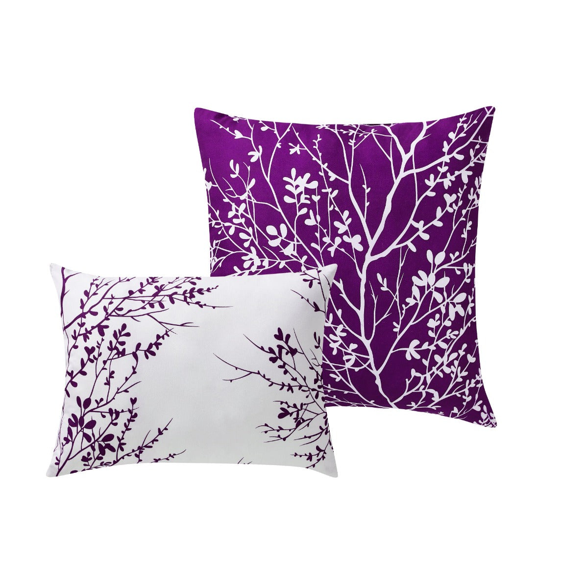 Foliage Reversible Comforter Set + Two Free Sham Pillows - Spirit Linen - Purple
