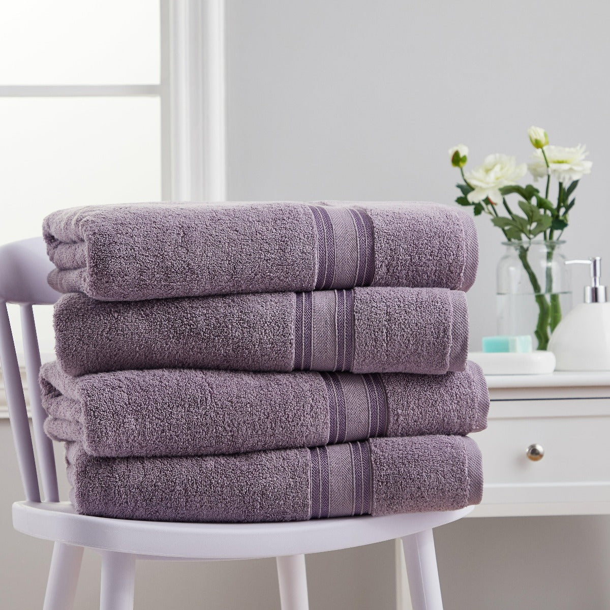 4 Piece Cotton Bath Towels Set | Spirit Linen - Nirvana