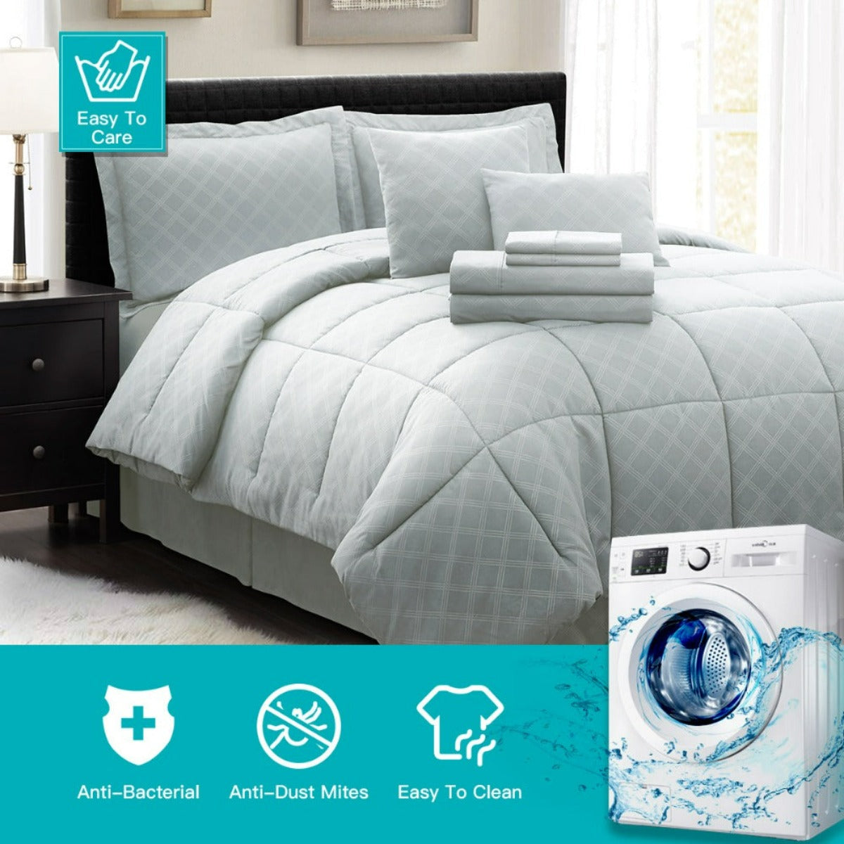 10PC Collection Bed In A Bag Comforter Set Piece HotelC | Spirit Linen - Grey