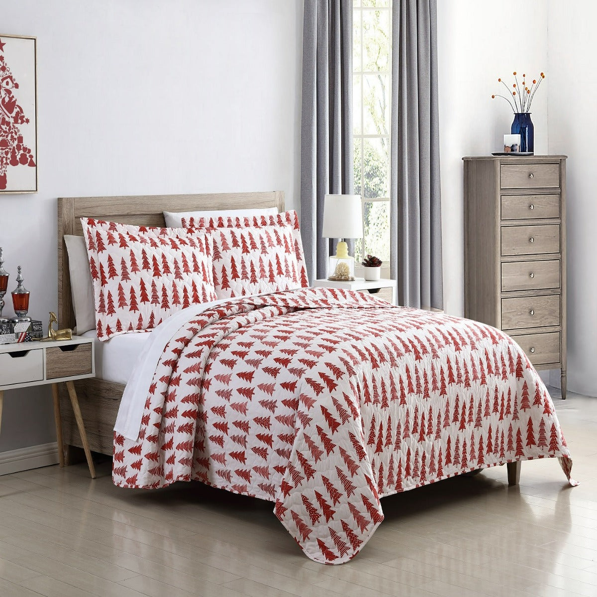 Holiday Collection Quilt Set - Ultra-Soft, Reversible Coverlet Bedding - Oversized Quilt With Matching Pillow Shams - Spirit Linen