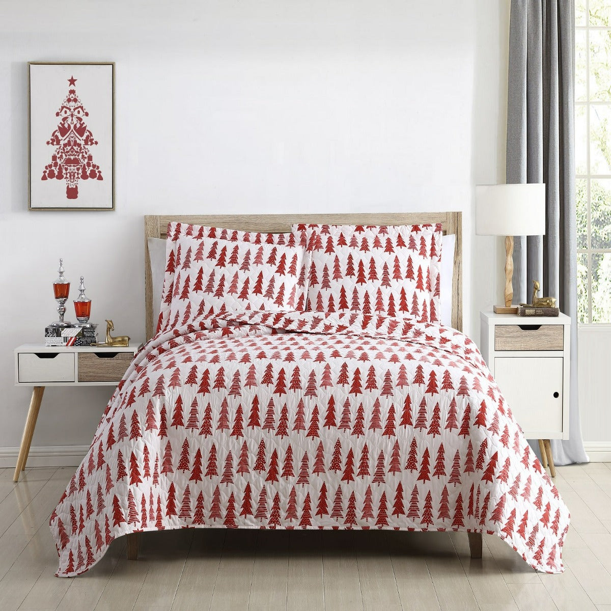 Holiday Collection Quilt Set - Ultra-Soft, Reversible Coverlet Bedding - Oversized Quilt With Matching Pillow Shams - Spirit Linen