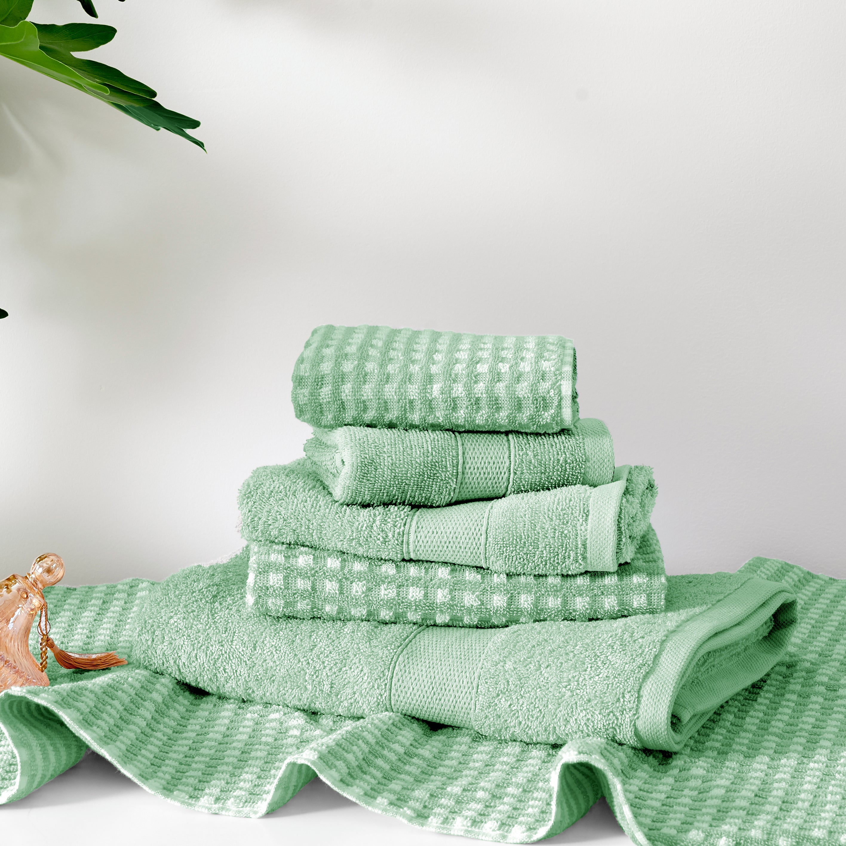 100% Cotton Waffle 6Pc Bath Towel Set