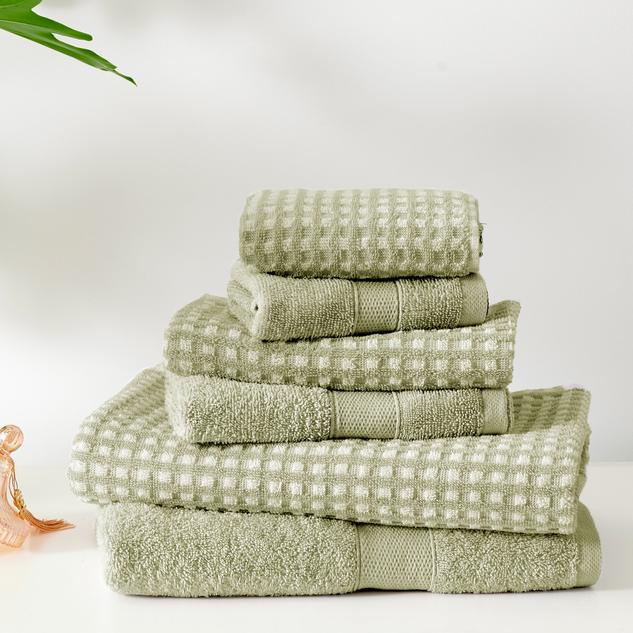 100% Cotton Waffle 6Pc Bath Towel Set