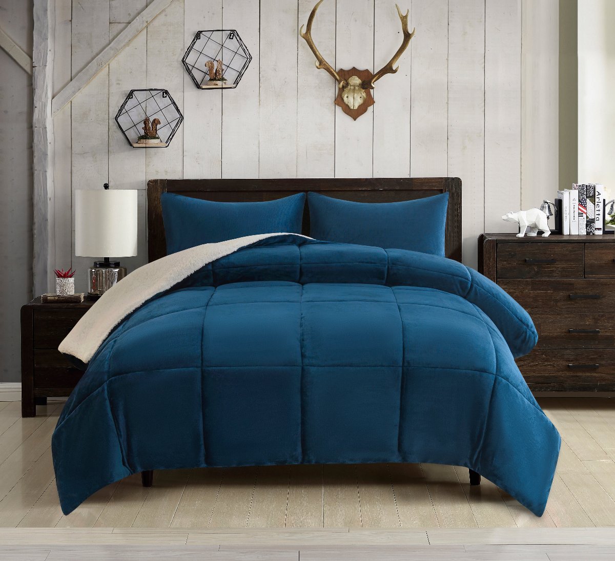 Mountain Ridge Boxed Knit 3pc Comforter Set | Spirit Linen - Navy