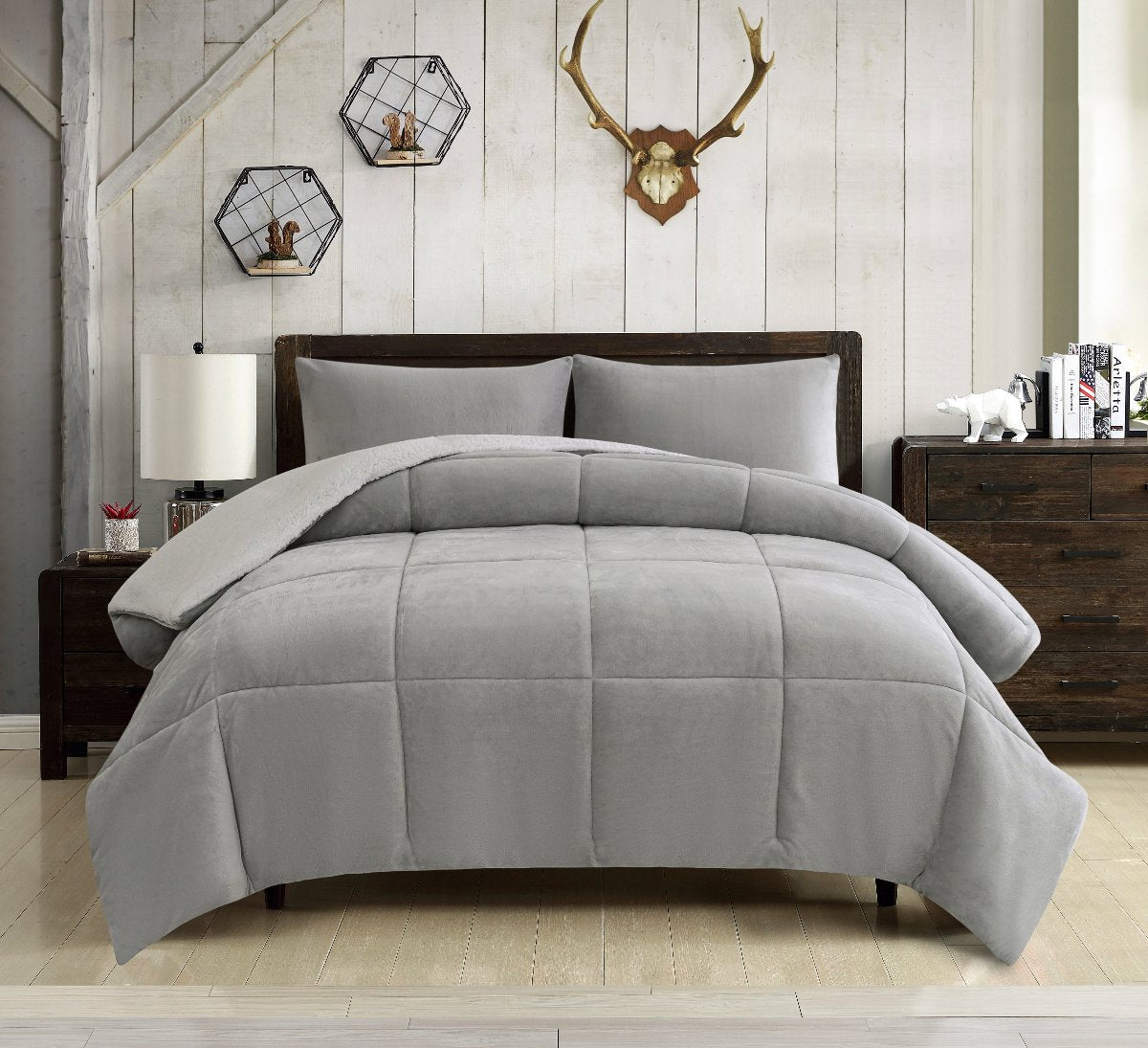 Mountain Ridge Boxed Knit 3pc Comforter Set | Spirit Linen - Silver