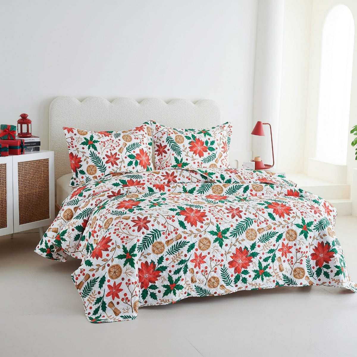 Holiday Collection Quilt Set - Ultra-Soft, Reversible Coverlet Bedding - Oversized Quilt With Matching Pillow Shams - Spirit Linen