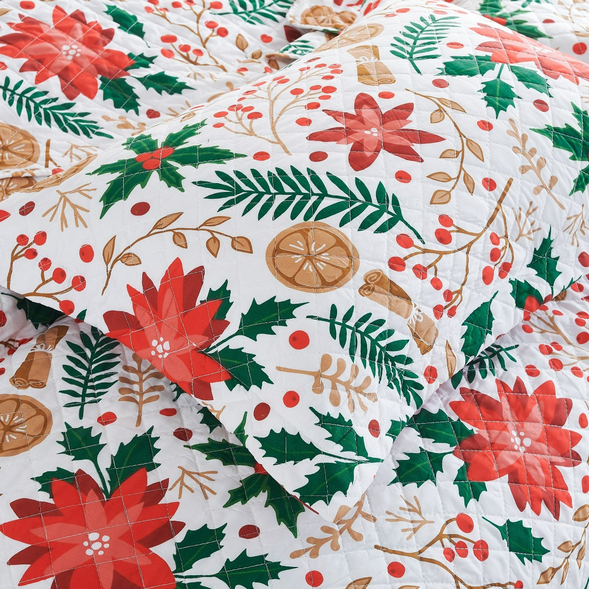 Holiday Collection Quilt Set - Ultra-Soft, Reversible Coverlet Bedding - Oversized Quilt With Matching Pillow Shams - Spirit Linen