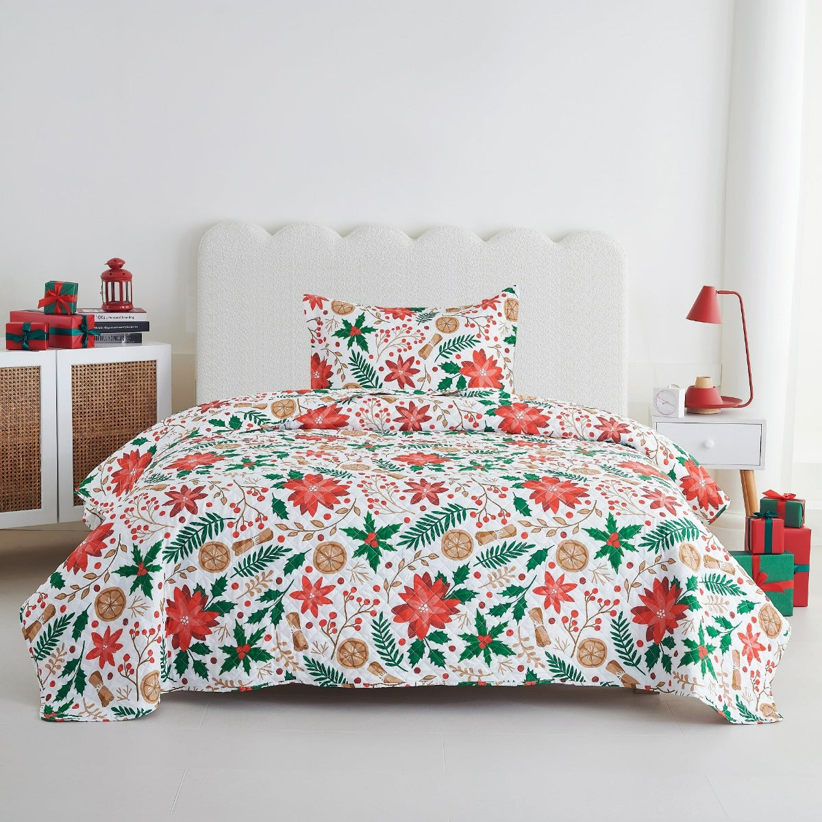 Holiday Collection Quilt Set - Ultra-Soft, Reversible Coverlet Bedding - Oversized Quilt With Matching Pillow Shams - Spirit Linen