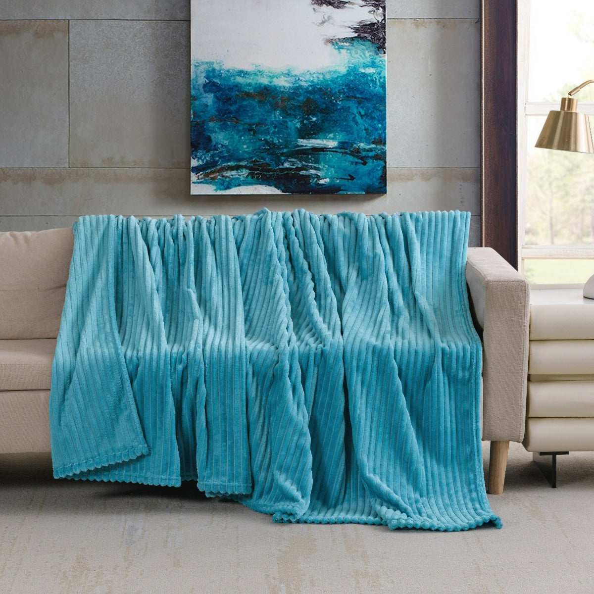 Solid Plush Ribbed Blanket - Ultra Soft and Smooth