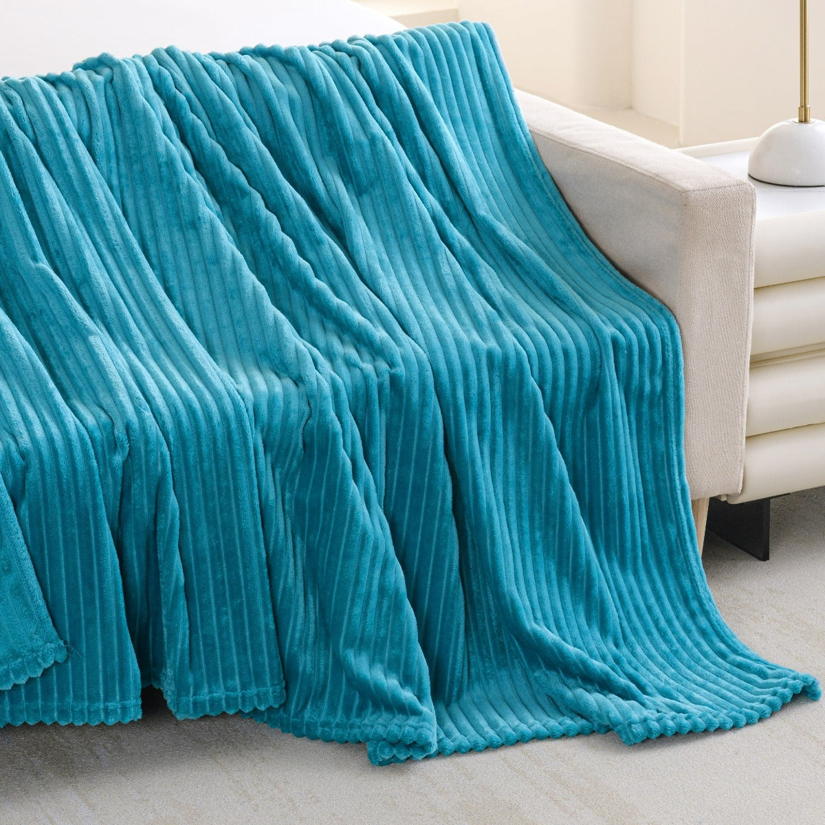Solid Plush Ribbed Blanket - Ultra Soft and Smooth