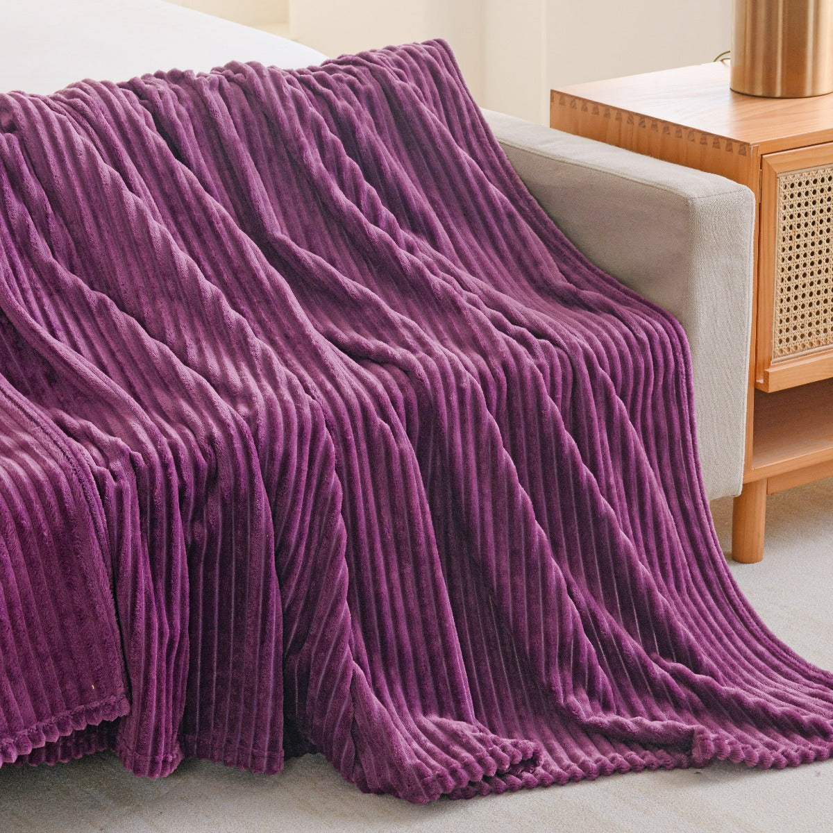 Solid Plush Ribbed Blanket - Ultra Soft and Smooth