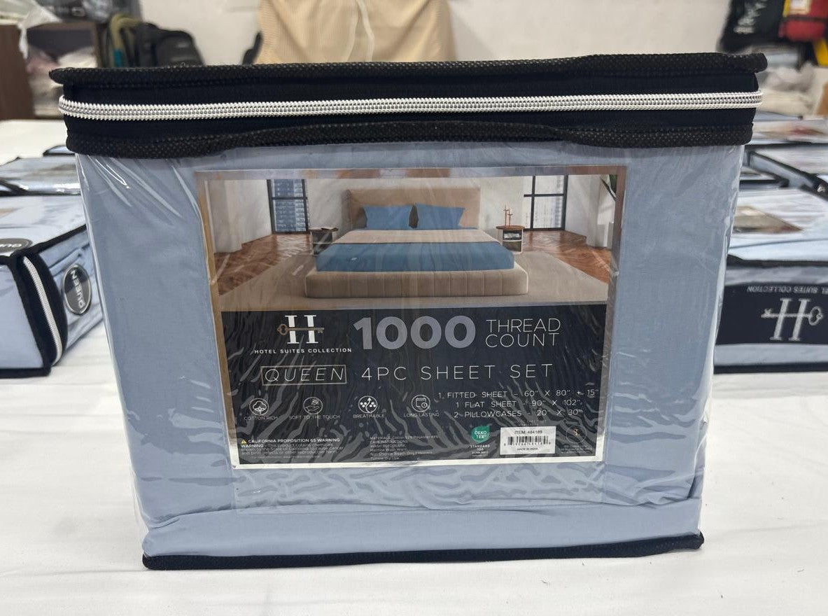 1000TC CVC Percale 4pk Sheet Set