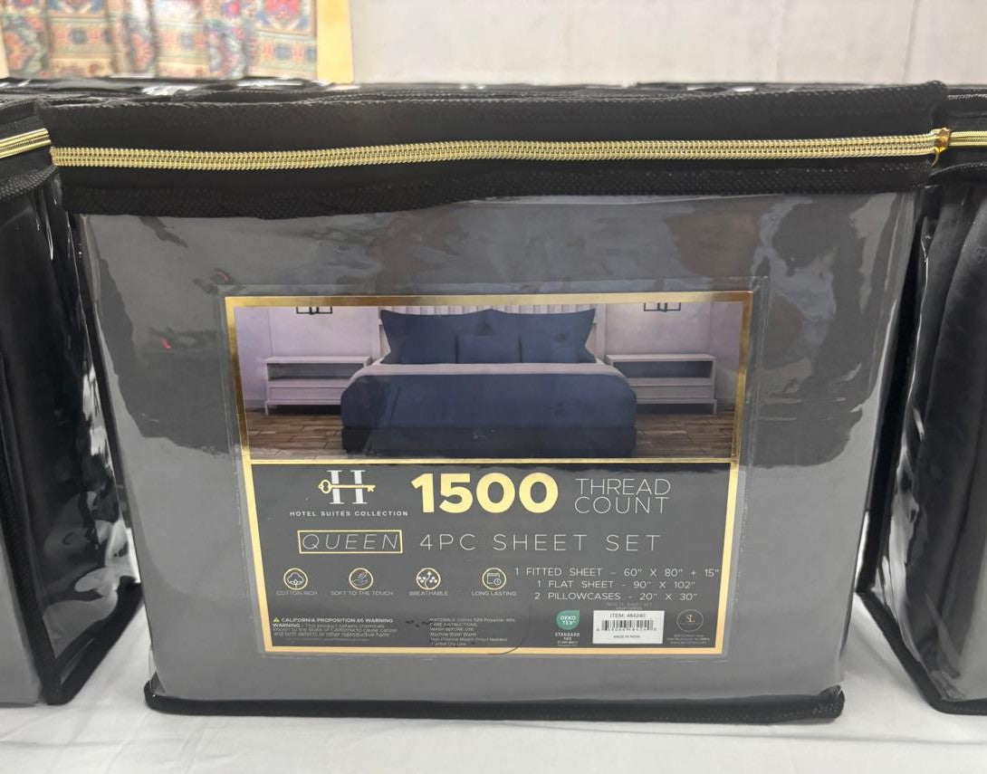 1500TC CVC Satin 4pk Sheet Set