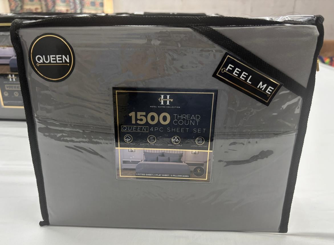 1500TC CVC Satin 4pk Sheet Set