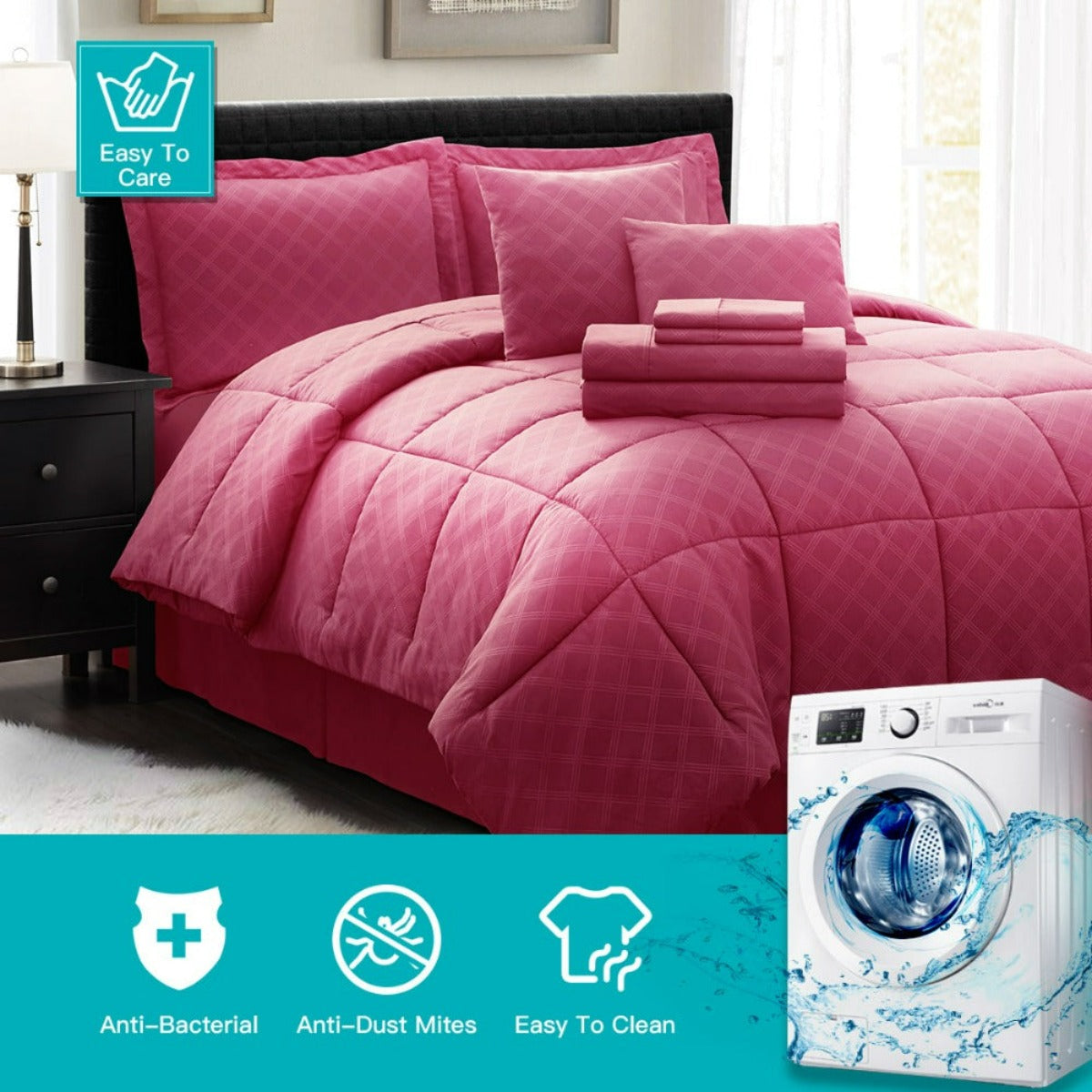 10PC Collection Bed In A Bag Comforter Set Piece HotelC | Spirit Linen - Burgundy