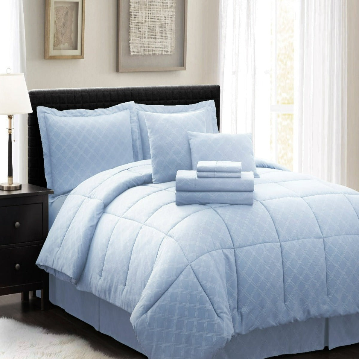 10PC Collection Bed In A Bag Comforter Set Piece HotelC | Spirit Linen - Light Blue