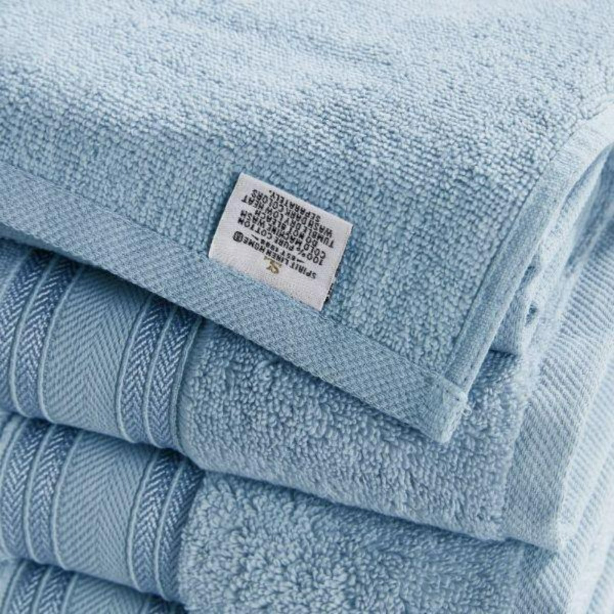 4 Piece Cotton Bath Towels Set | Spirit Linen - Baby Blue