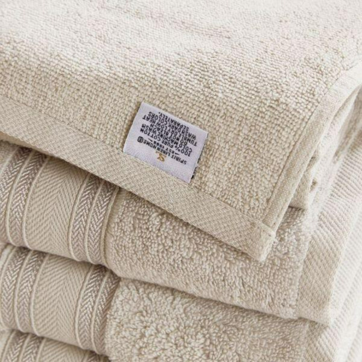 4 Piece Cotton Bath Towels Set | Spirit Linen - Birch