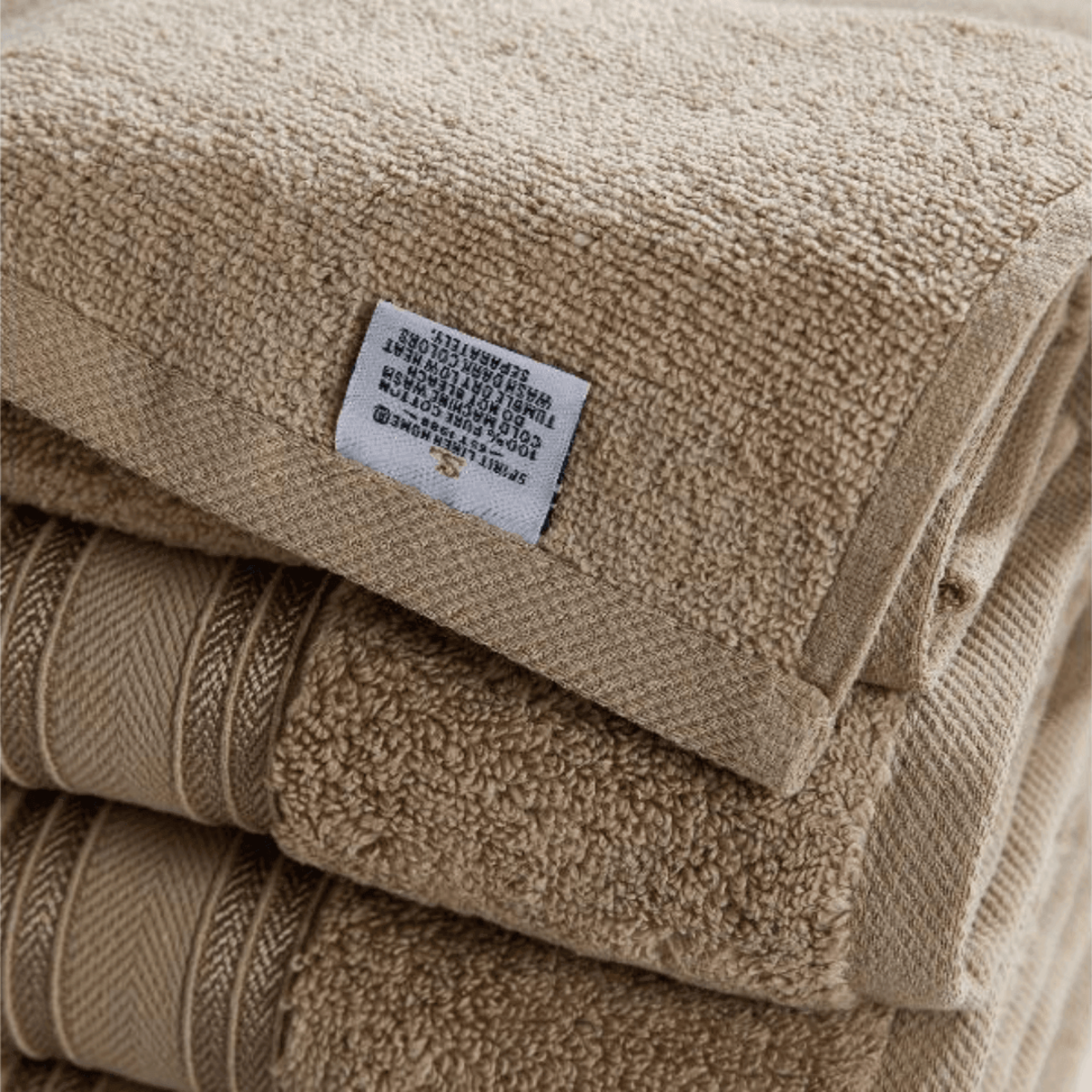 Blissful Bath 6 Piece Plush Cotton Bath Towel Set | Spirit Linen -Hummus