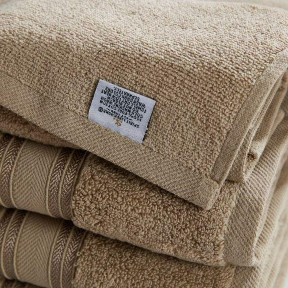 4 Piece Cotton Bath Towels Set | Spirit Linen - Hummus