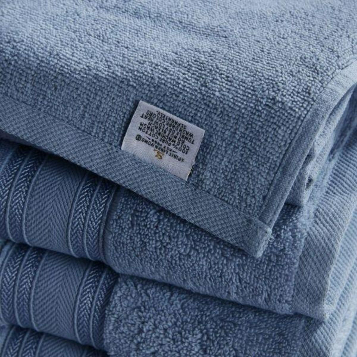 4 Piece Cotton Bath Towels Set | Spirit Linen - Infinity Blue