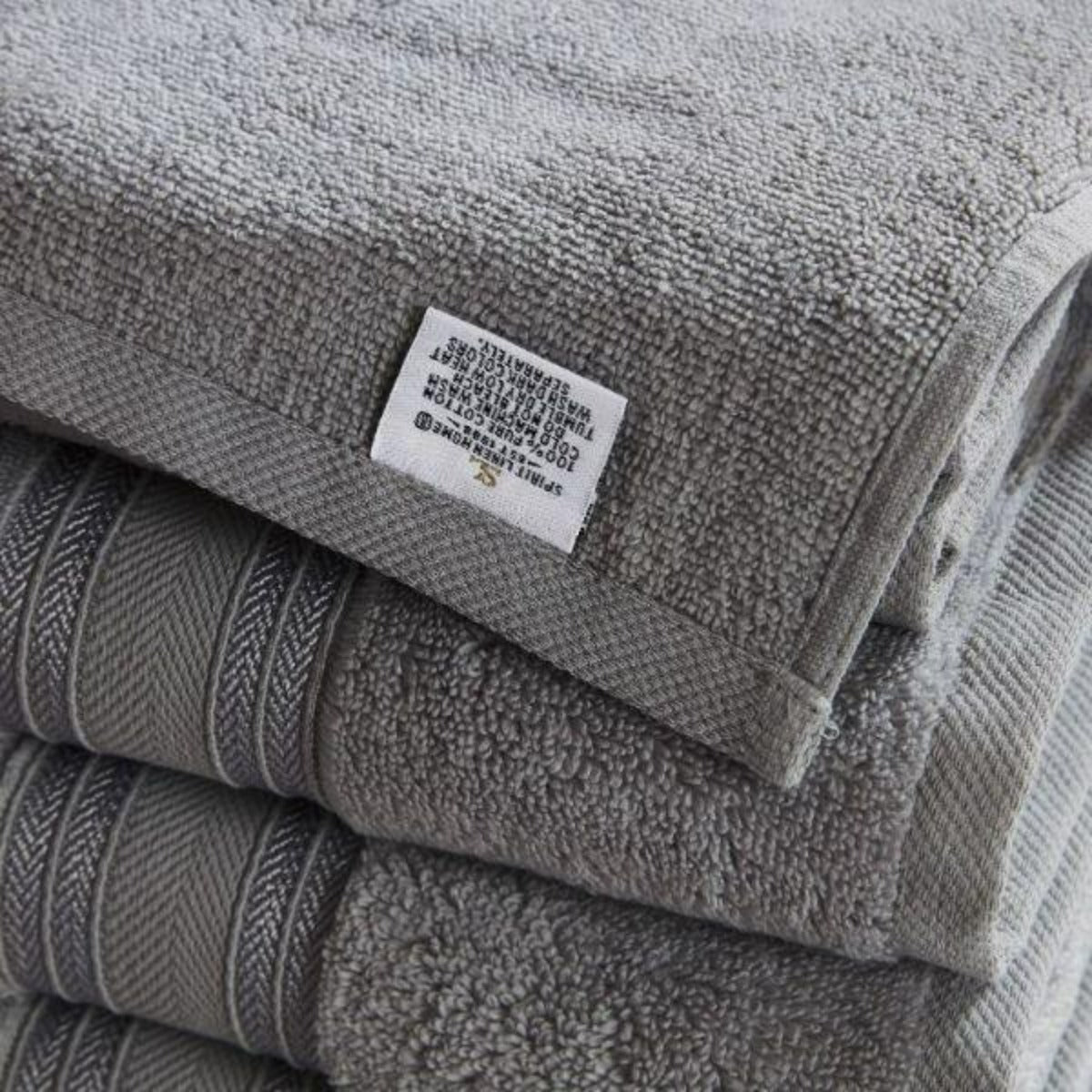 4 Piece Cotton Bath Towels Set | Spirit Linen - Silver Filigree