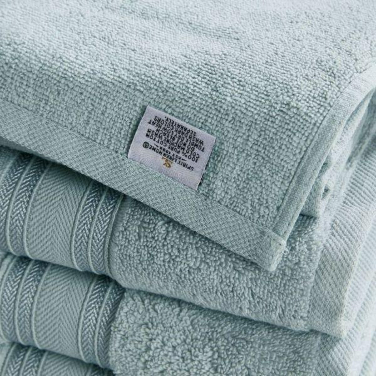 4 Piece Cotton Bath Towels Set | Spirit Linen - Surf Spray