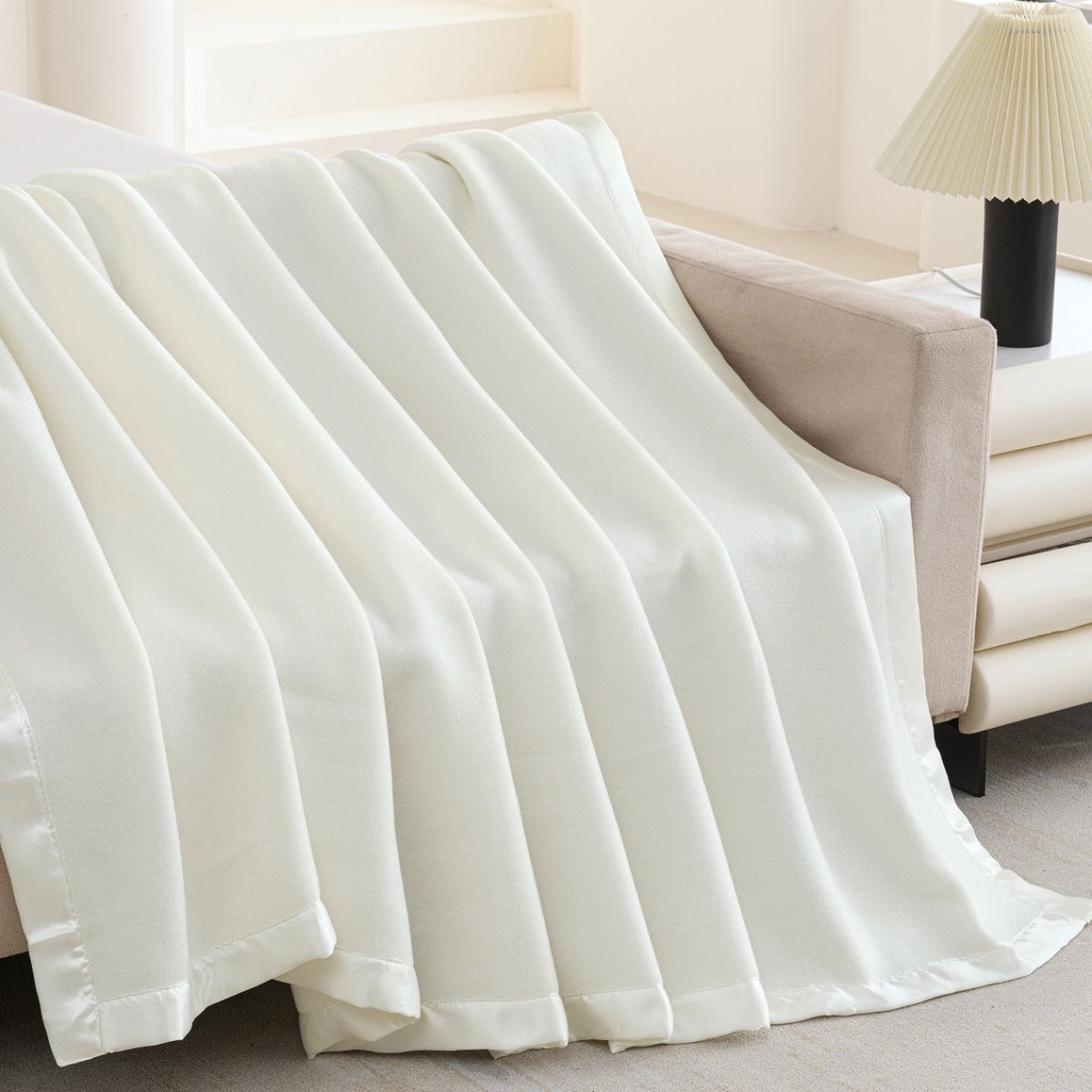 100% Polyester Satin Trim Polar Fleece Blanket - Spirit Linen