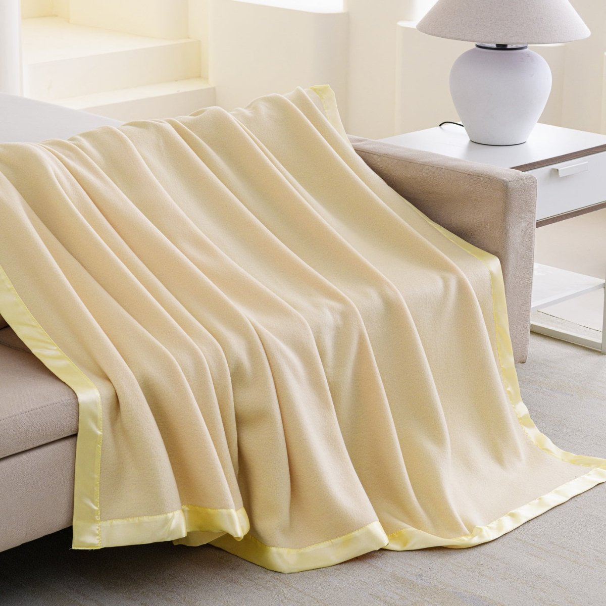 100% Polyester Satin Trim Polar Fleece Blanket - Spirit Linen