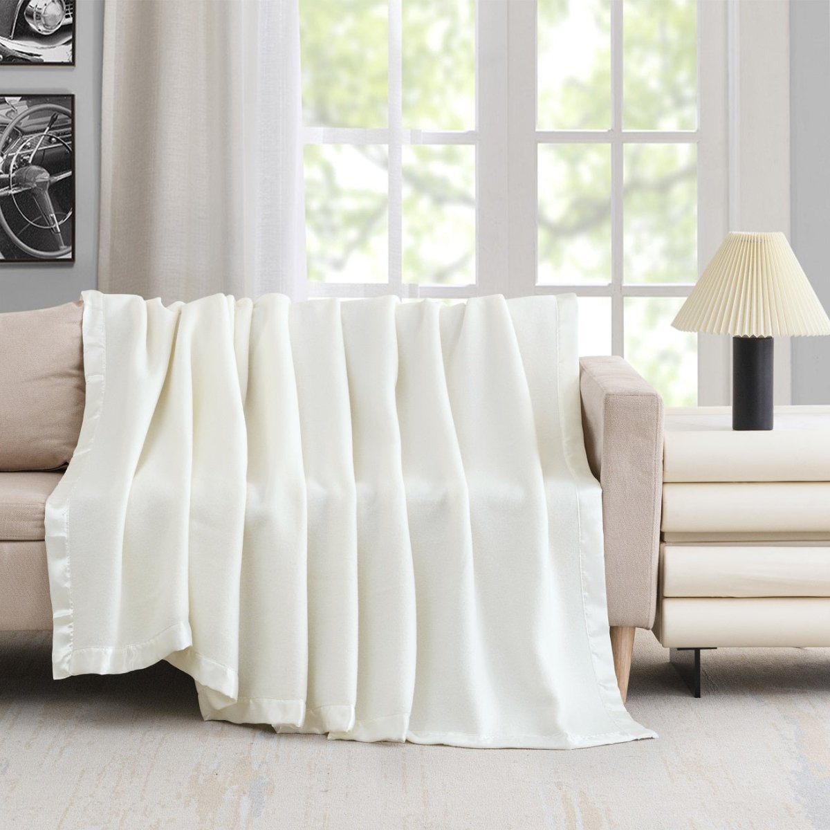 100% Polyester Satin Trim Polar Fleece Blanket - Spirit Linen