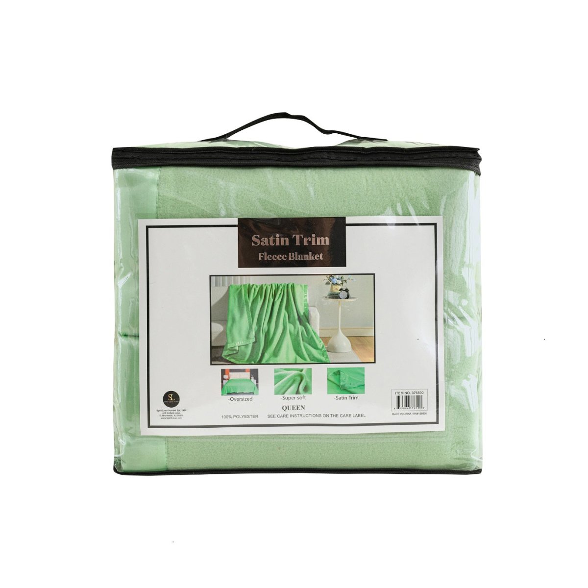 100% Polyester Satin Trim Polar Fleece Blanket - Spirit Linen
