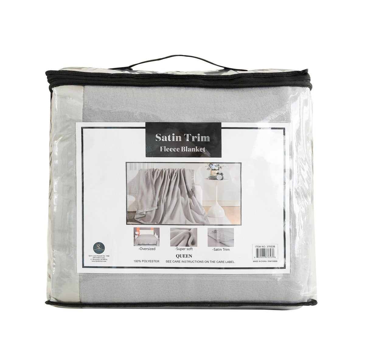 100% Polyester Satin Trim Polar Fleece Blanket - Spirit Linen