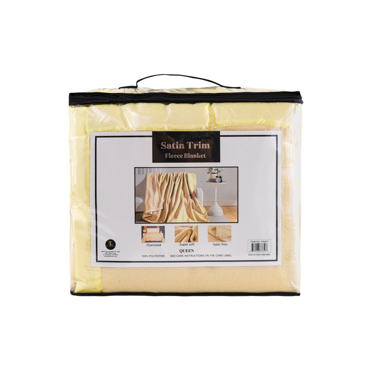 100% Polyester Satin Trim Polar Fleece Blanket - Spirit Linen