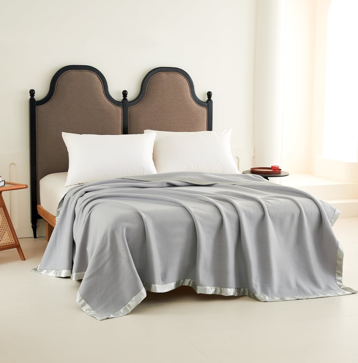 100% Polyester Satin Trim Polar Fleece Blanket - Spirit Linen