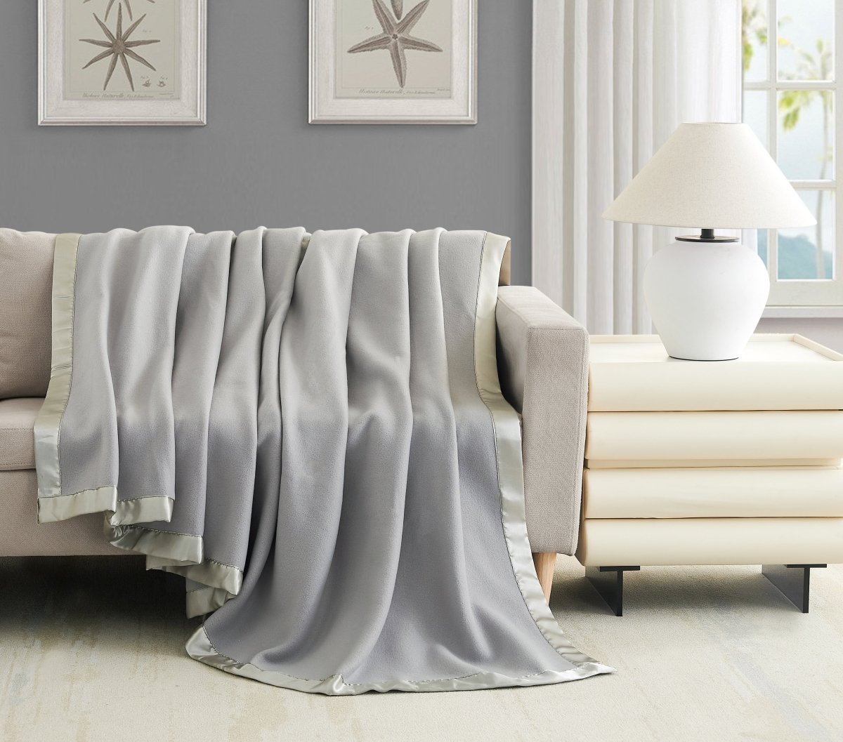 100% Polyester Satin Trim Polar Fleece Blanket - Spirit Linen