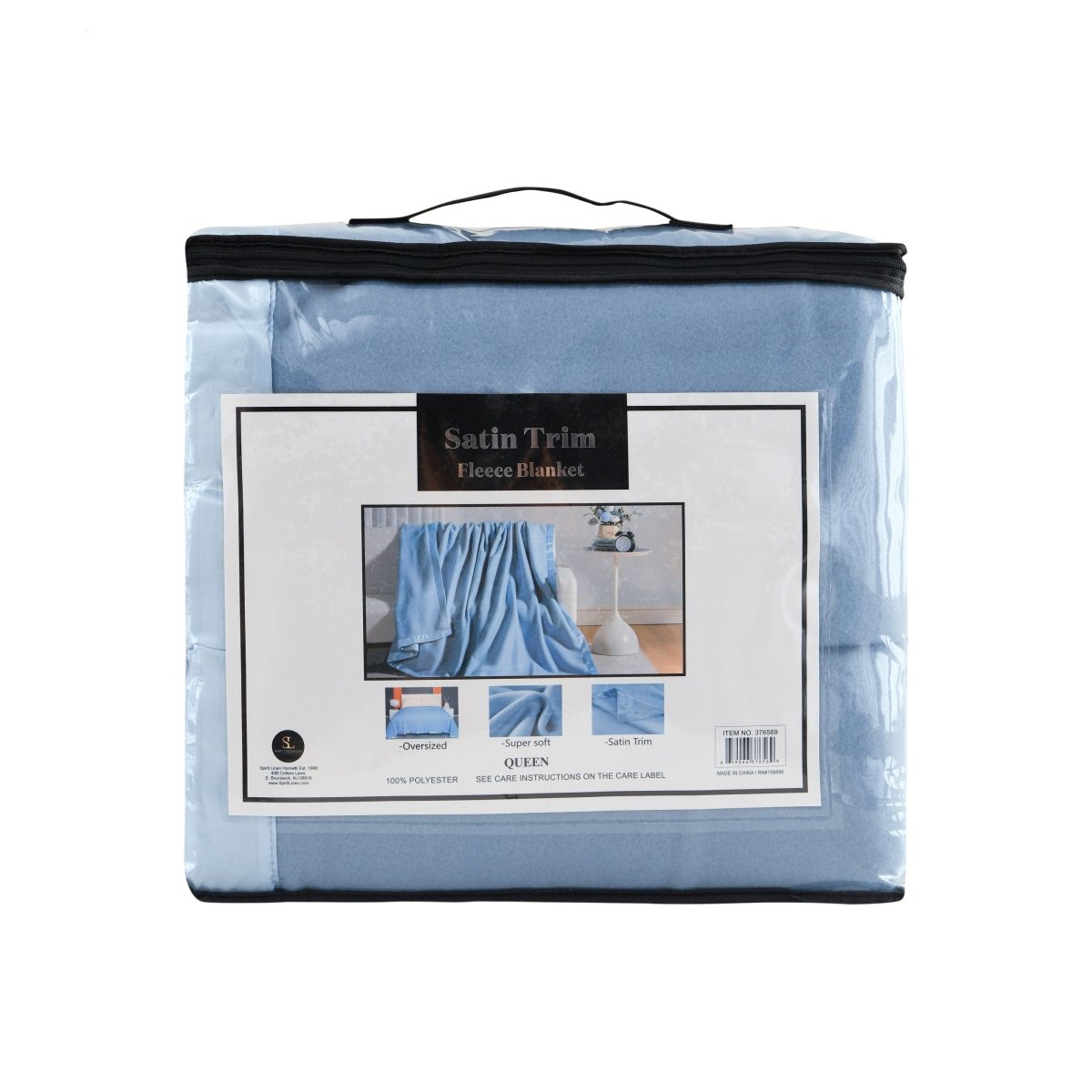 100% Polyester Satin Trim Polar Fleece Blanket - Spirit Linen