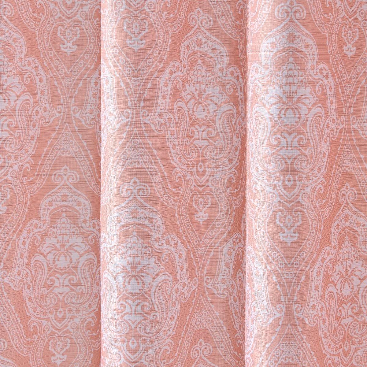 13pc Hooks Polyester Shower Curtain Set - Spirit Linen| Pink Damask