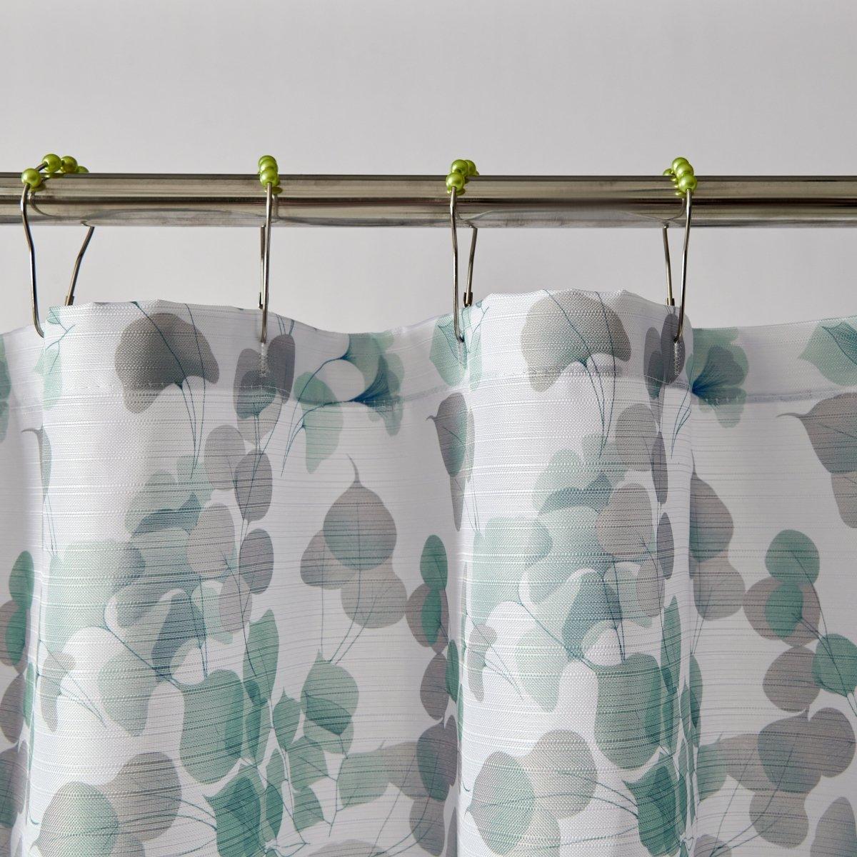 13pc Hooks Polyester Shower Curtain Set - Spirit Linen| Blue Multi Floral
