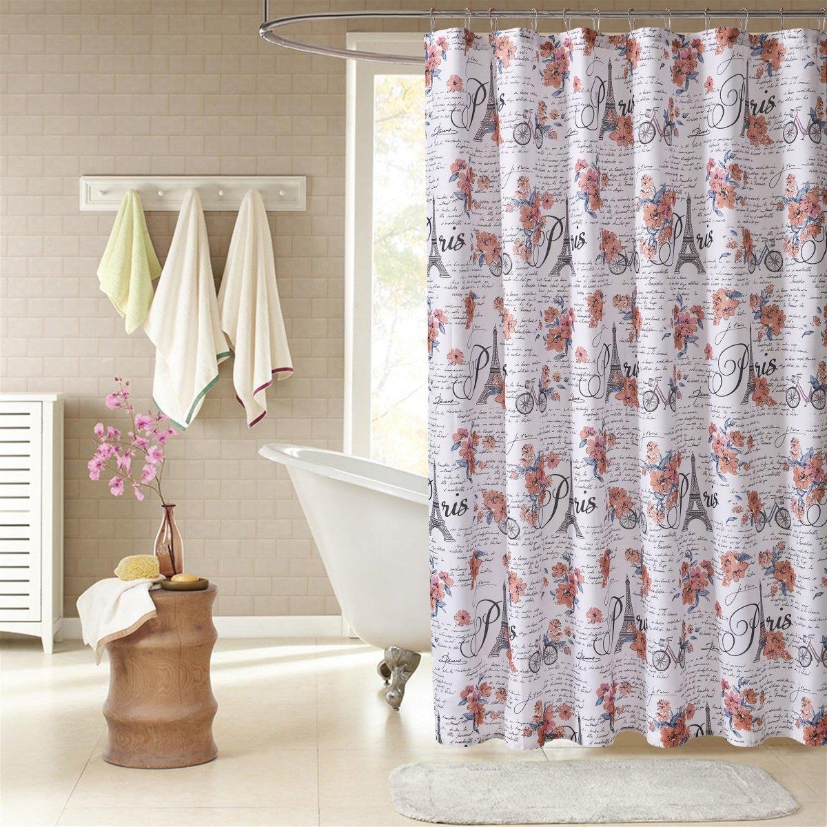13pc Hooks Polyester Shower Curtain Set - Spirit Linen| Pink Paris
