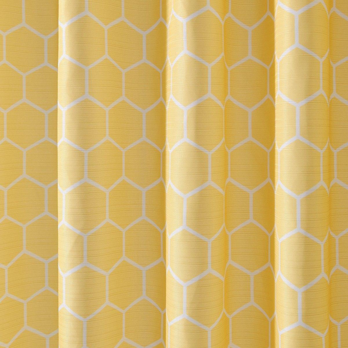13pc Hooks Polyester Shower Curtain Set - Spirit Linen| Yellow Honeycomb