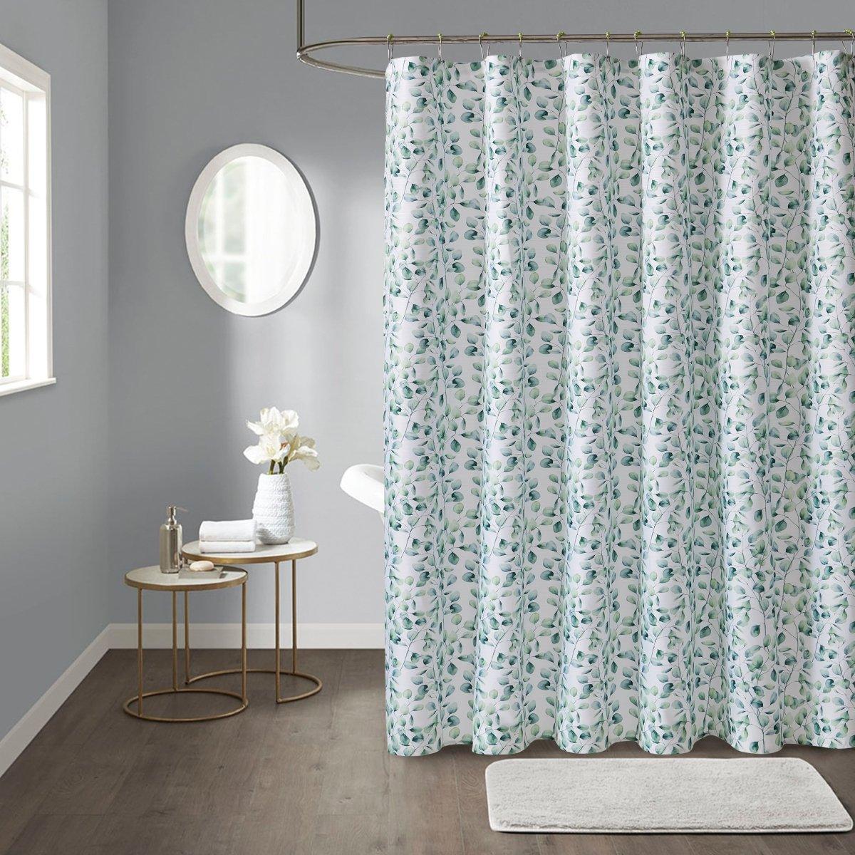 13pc Hooks Polyester Shower Curtain Set - Spirit Linen| Green Leaf