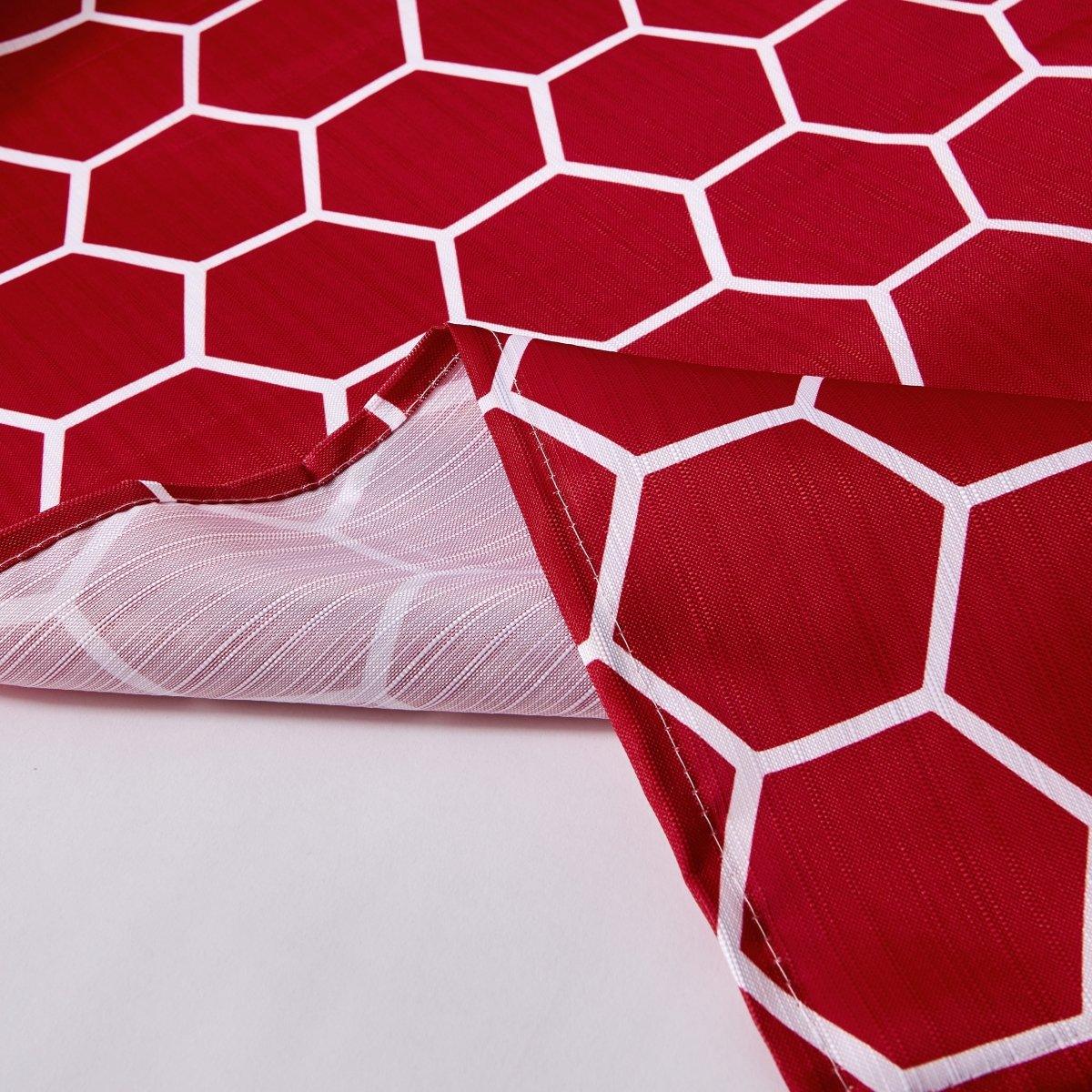 13pc Hooks Polyester Shower Curtain Set - Spirit Linen| Red Honeycomb