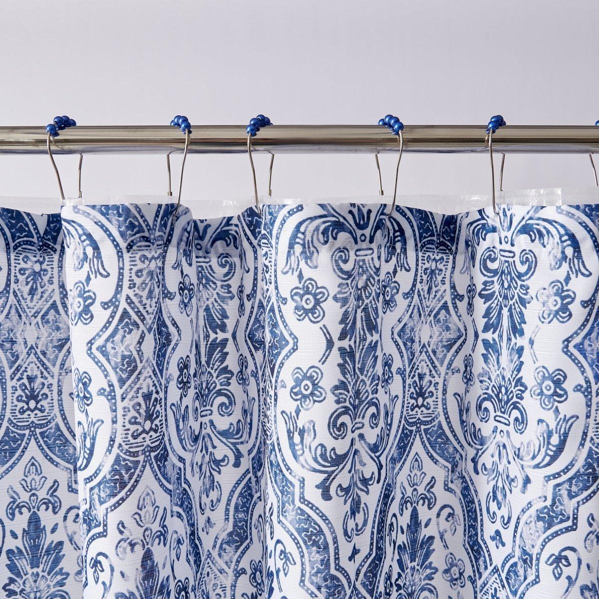 14pc Hooks with Liner Polyester Shower Curtain Set - Spirit Linen