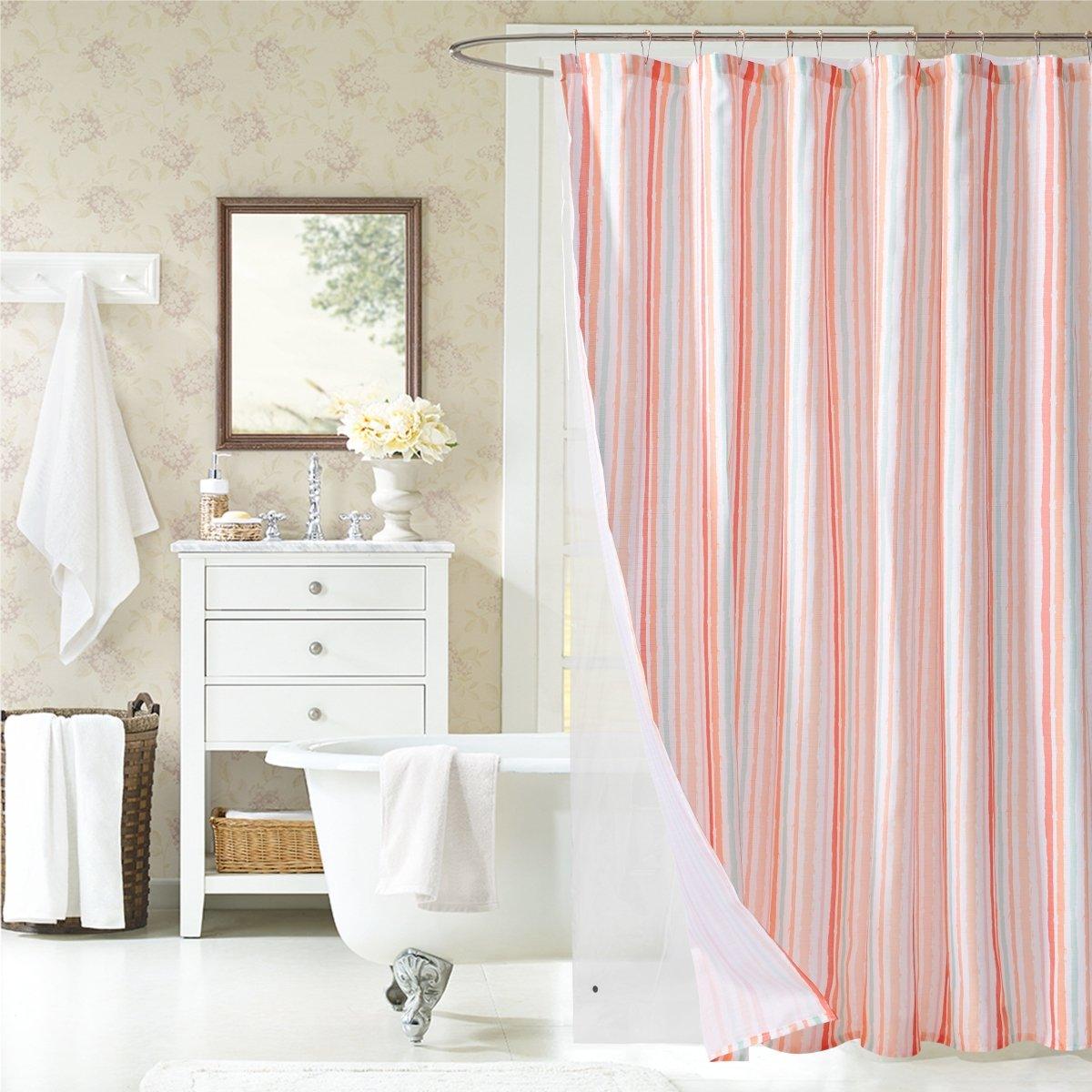 14pc Hooks with Liner Polyester Shower Curtain Set - Spirit Linen