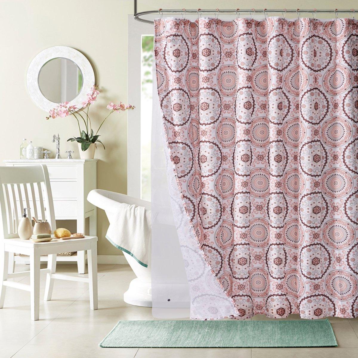 14pc Hooks with Liner Polyester Shower Curtain Set - Spirit Linen